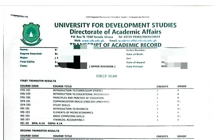 How to Apply for a University for Development Studies (UDS) Transcript UDS Transcript